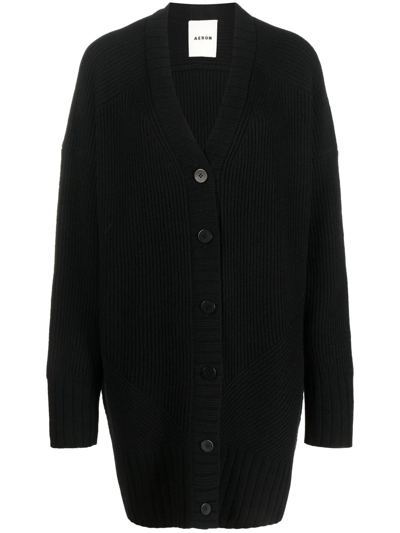 Aeron Long Merino-cashmere Cardigan In Black