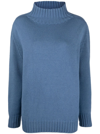 Le Tricot Perugia Ribbed-knit Virgin-wool Jumper In Blue