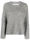 Gestuz Ribbed V-neck Sweater In Grey