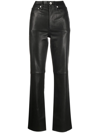 Rag & Bone Icons High Waist Ankle Cigarette Leather Pants In Black