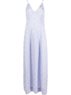Ganni Floral Jacquard Midi Slip Dress In Purple
