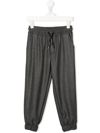 Msgm Chevron-knit Drawstring Trousers In Grey