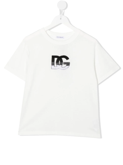 Dolce & Gabbana Kids' Logo-motif Cotton T-shirt In White