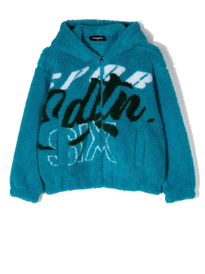 Dsquared2 Logo-print Zip-up Hooded Jacket In Blue