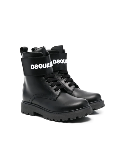 Dsquared2 Kids' Lace-up Ankle Boots In Black