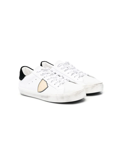 Philippe Model Kids' Contrasting Heel-counter Sneakers In White