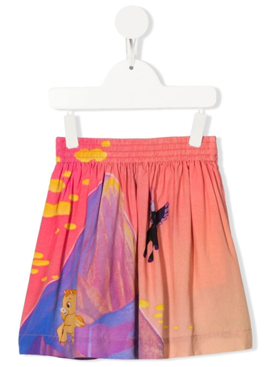 Stella Mccartney Kids' Graphic-print Elasticated-waist Flared Skirt In Pink