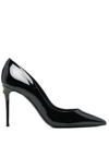 Dolce & Gabbana Stiletto Heel Patent Finish Pointed Toe Pumps In Black