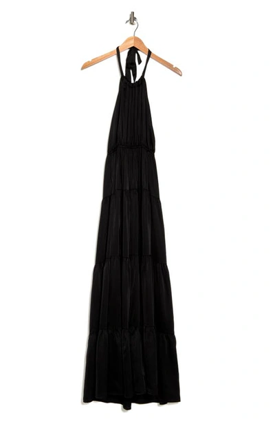 Love By Design Roberta Satin Halter Maxi Dress In Black