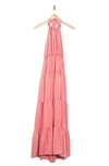 Love By Design Roberta Satin Halter Maxi Dress In Rose Petal