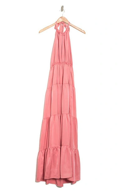 Love By Design Roberta Satin Halter Maxi Dress In Rose Petal