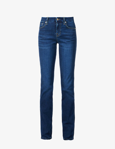 7 For All Mankind Kimmie Straight-leg Mid-rise Stretch-denim Jeans In Rinsed Indigo