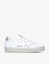 Golden Goose Hi Star Sneakers With Star And Heel Tab In Metallic Silver In White