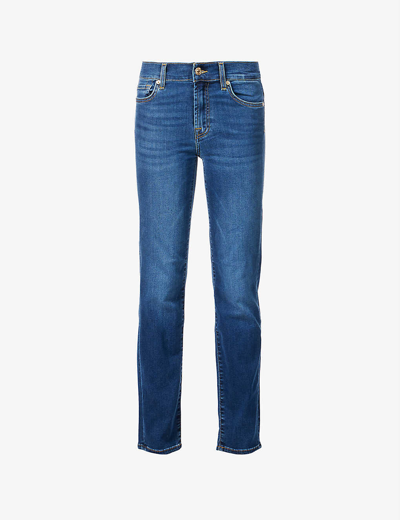7 For All Mankind Roxanne Slim-fit Mid-rise Stretch-denim Jeans In Blue