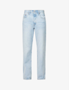 LEVI'S LEVIS WOMENS LIGHT INDIGO WORN IN 501 '90S STRAIGHT-LEG MID-RISE DENIM JEANS,56539159