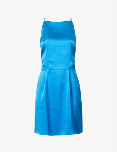 Samsoe & Samsoe Villa Open-back Recycled-polyester-blend Mini Dress In Ibiza Blue