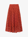 Vince Lace-overlay Panelled Cotton Midi Skirt In Rust Amber-930rua