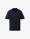 Issey Miyake Basics Pleated Relaxed-fit Woven Polo Shirt In 75-navy