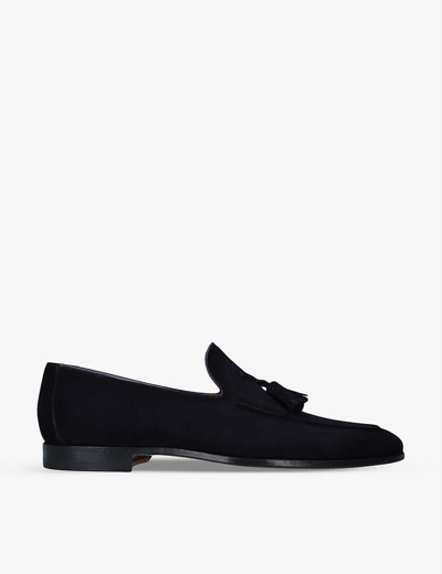 Magnanni Suede Tassel Loafers In Navy