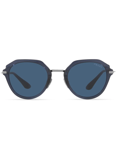 Prada Pr 05ys 圆框太阳眼镜 In Dark Blue