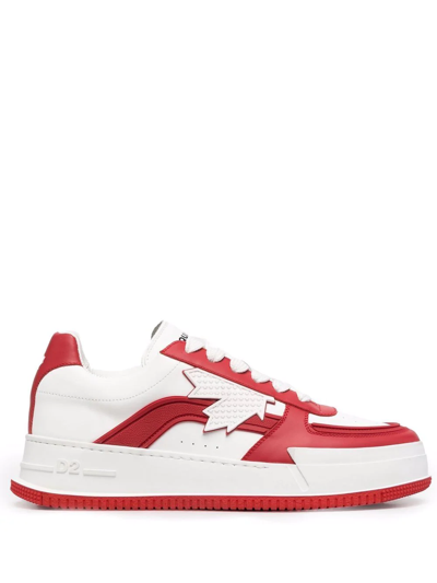 Dsquared2 Canadian Low Top Leather Sneakers In White