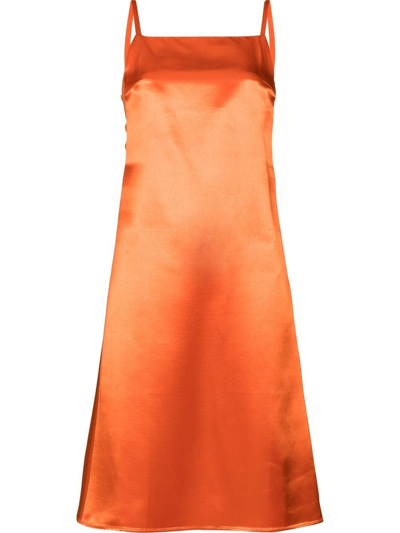 Loewe Silk-paneled Satin Dress In Orange