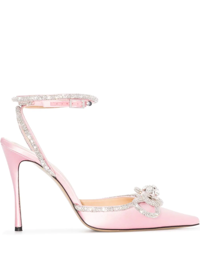 Mach & Mach Crystal-bow Pointed-toe Pumps In Rosa