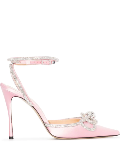 Mach&mach Crystal-bow Pointed-toe Pumps In Nude & Neutrals