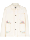 Ymc You Must Create Labour Embroidered Cotton-blend Jacket In Nude