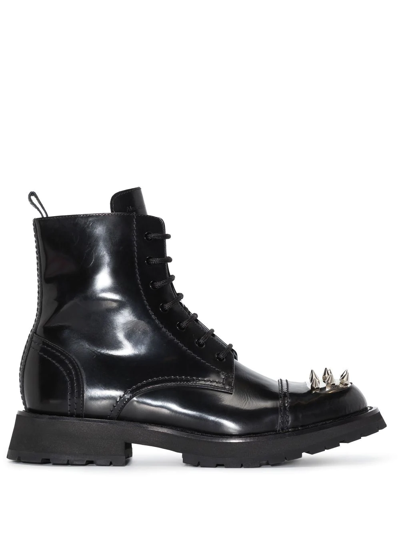 Alexander Mcqueen Studded Combat Boots In Black