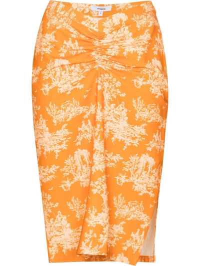Miaou Orange Preston Clementine Toile Print Midi Skirt