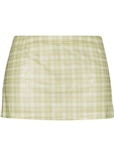 Miaou Fig Plaid-print Mini Skirt In Green