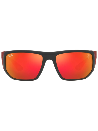 Ray Ban Rb8361m Scuderia Ferrari Collection Sunglasses Red On Dark Carbon Frame Orange Lenses 60-18 In Red On Black