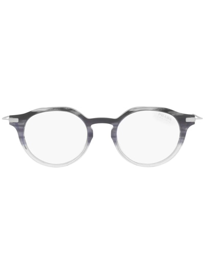Prada Pr 12ys Round-shape Glasses In Clear Blue