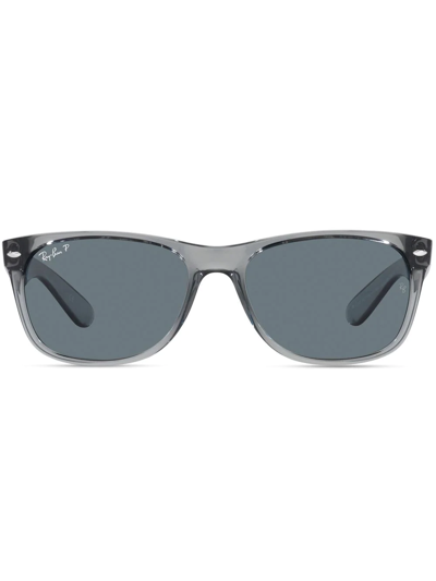 Ray Ban Unisex New Wayfarer Classic 55 Polarized Low Bridge Fit Sunglasses, Rb2132f55-p In Grey