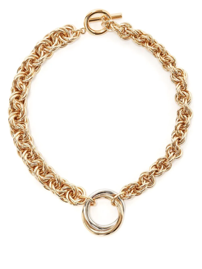 Jw Anderson Oversized Loops Multi-link Necklace In Gold Silver Tone