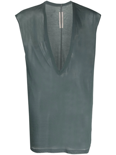 Rick Owens Dylan V-neck Tank Top In Blue | ModeSens