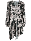 Iro Nirveli Pleated Printed Satin Mini Dress In Black