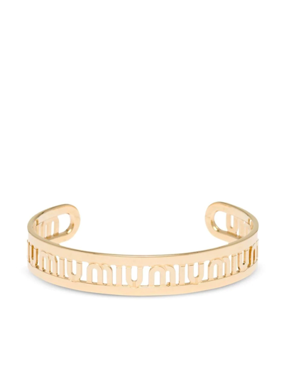 Miu Miu Laser-engraved Logo Bracelet In Gold