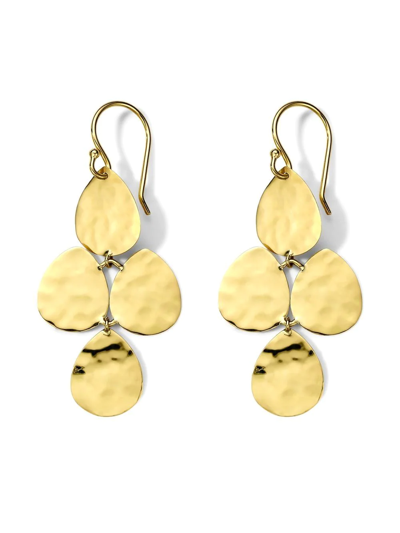 IPPOLITA 18KT YELLOW GOLD CLASSICO CRINKLE TEARDROP CASCADE EARRINGS