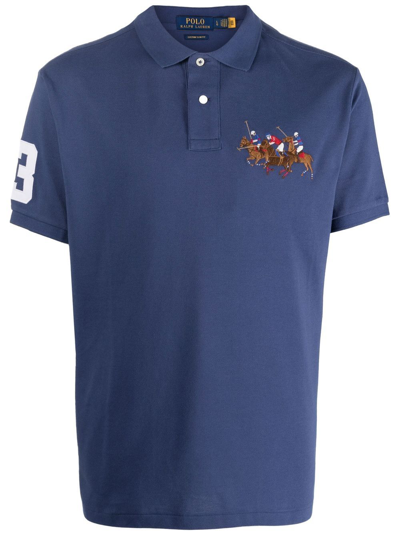 Polo Ralph Lauren Embroidered-logo Cotton Polo Shirt In Blau