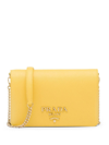 Prada Saffiano-leather Mini Bag In Yellow