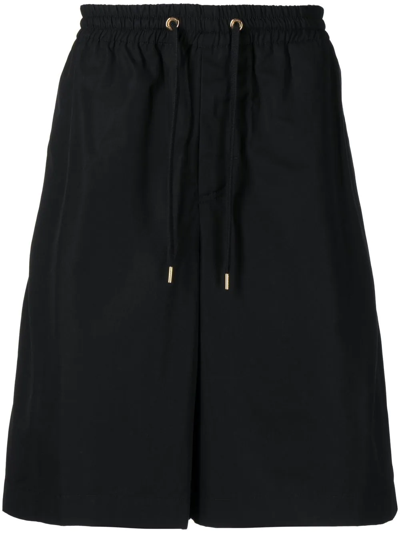 Versace La Greca Straight-leg Bermuda Shorts In Black