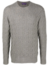 Ralph Lauren Cable-knit Long-sleeved Sweater In Grau