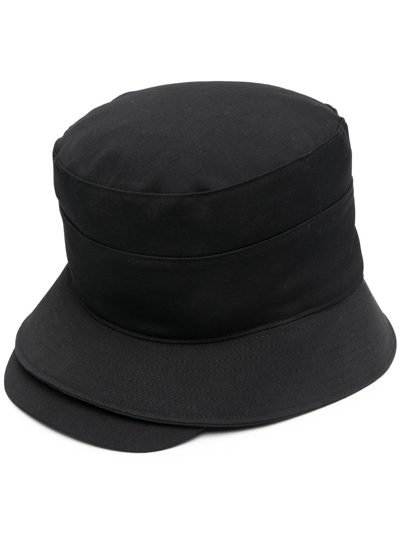 Yohji Yamamoto Cloche Wide-brim Layered Hat In Black