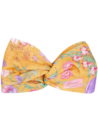 Gucci Floral-print Headband In Gelb