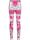 VERSACE SILVER BAROQUE-PRINT LEGGINGS