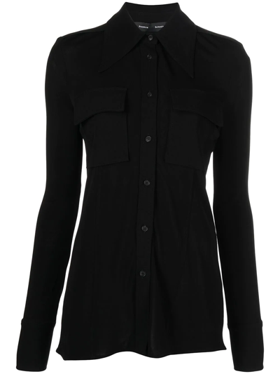 Proenza Schouler Pointed-collar Button-up Shirt In Black