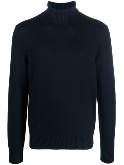 Emporio Armani Turtleneck Regular-fit Wool Jumper In Blue
