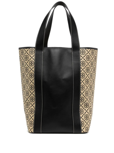 Tory Burch T Monogram North-south Tote Bag In Braun